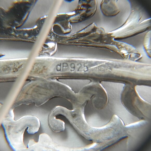 Doug Paulus DP 925 India Sterling Silver Ornate Scroll Shell Fan Pin 2.5" Brooch - Picture 6 of 7